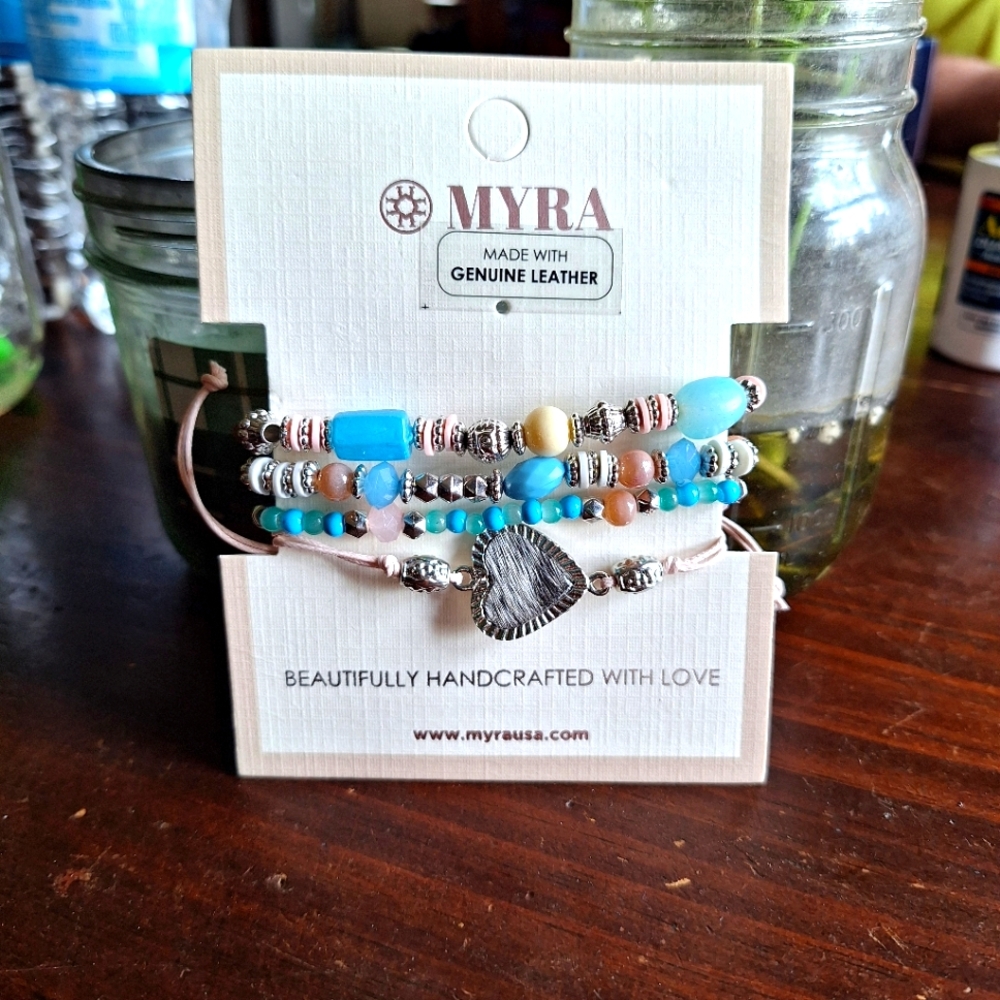 Myra Bag Blue and Silver Beaded Bracelet